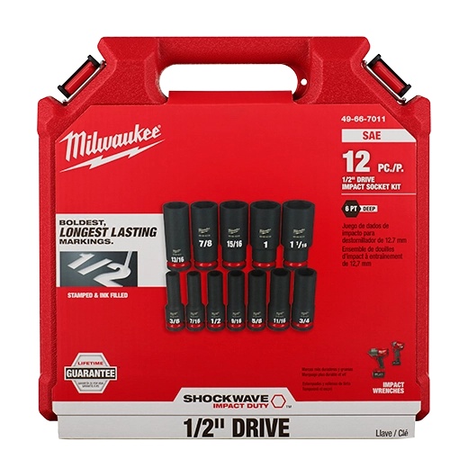 Picture of Milwaukee Electric Tool 49-66-7011 12Pc Shockwave Impact Duty 1/2 Drive